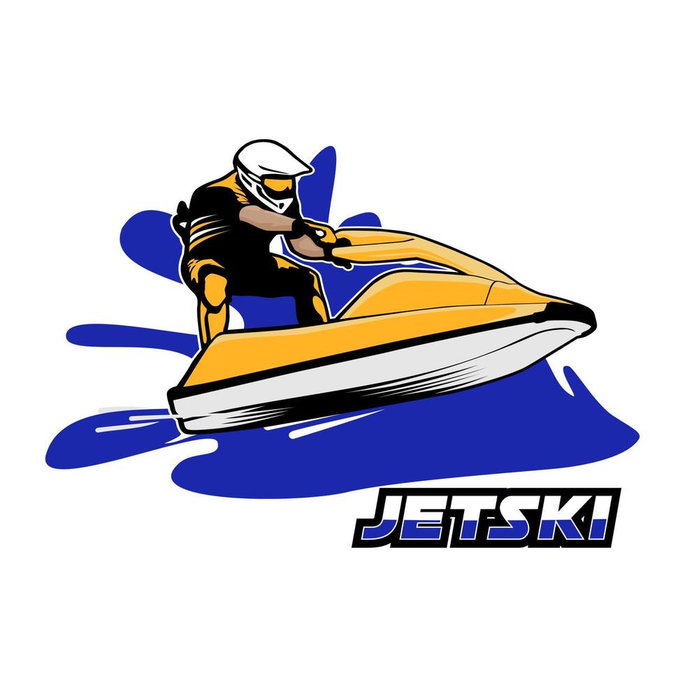 jetski illustrastion icon logo design vector