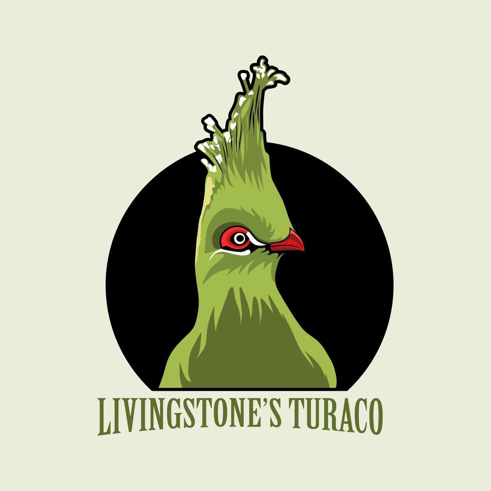 vector de logotipo de icono de diseño de ilustración de cabeza de turaco de livingstone