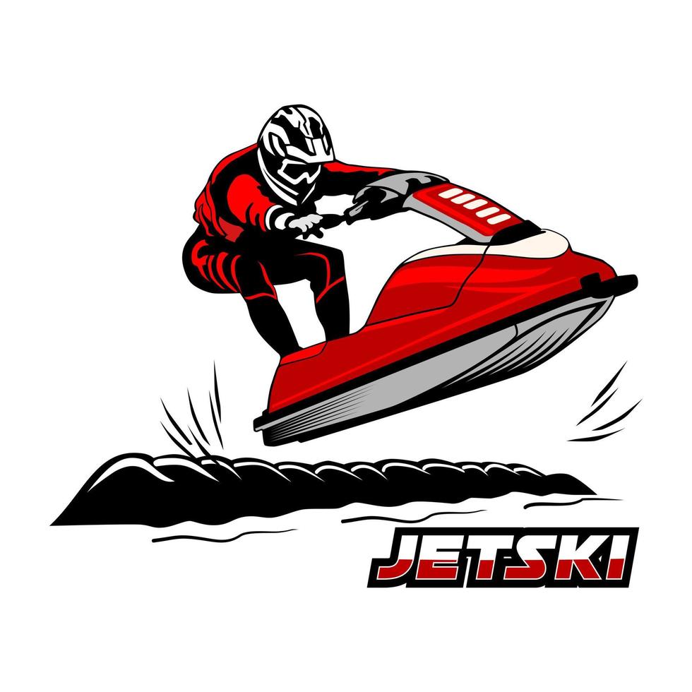 jetski illustrastion icon logo design vector