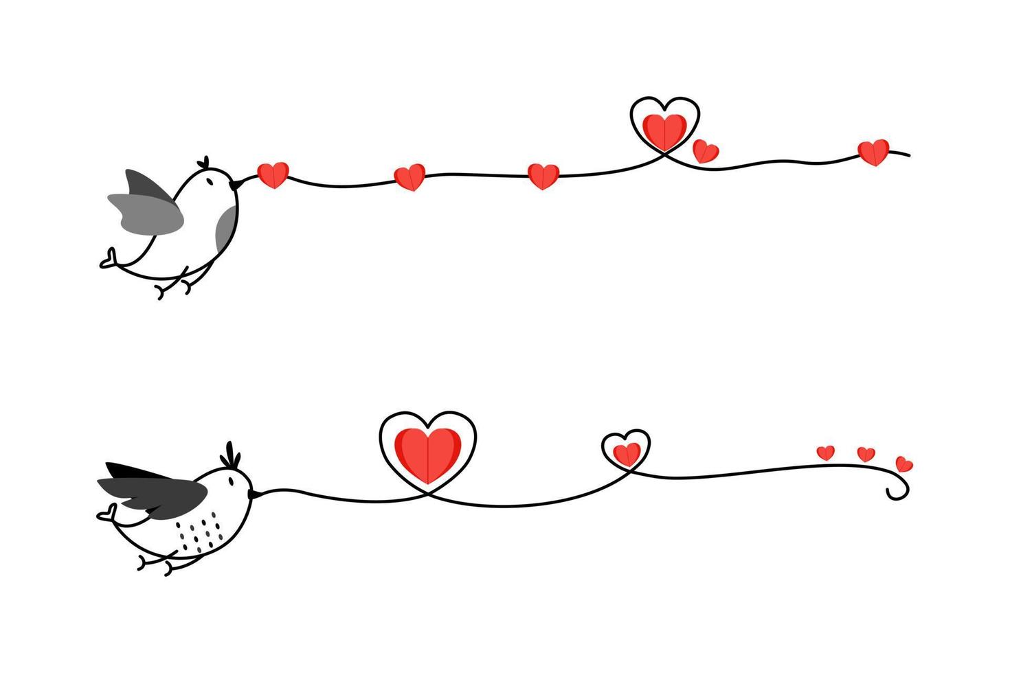 Vector - Cute bird holding heart line. Can be use decorate any card, web, invitation, poster, sticker.