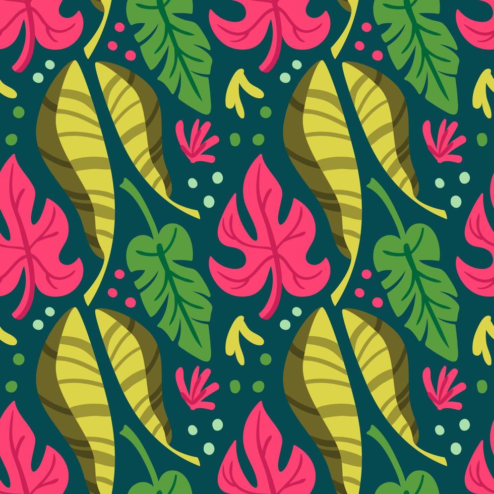 Seamless pattern with exotic leaves. Tropical background. vector