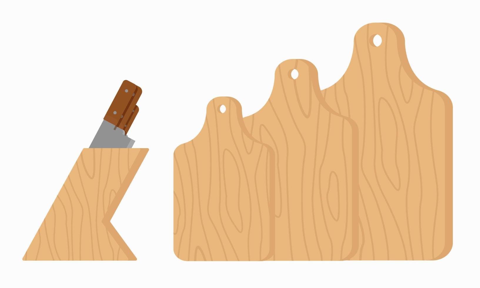 Kitchen knives and cutting boards. Vector illustration