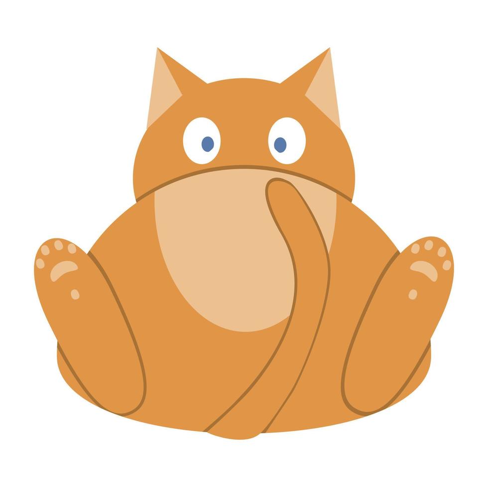 Cat lying on its back. Cute pet looks funny. Cartoon. Vector illustration