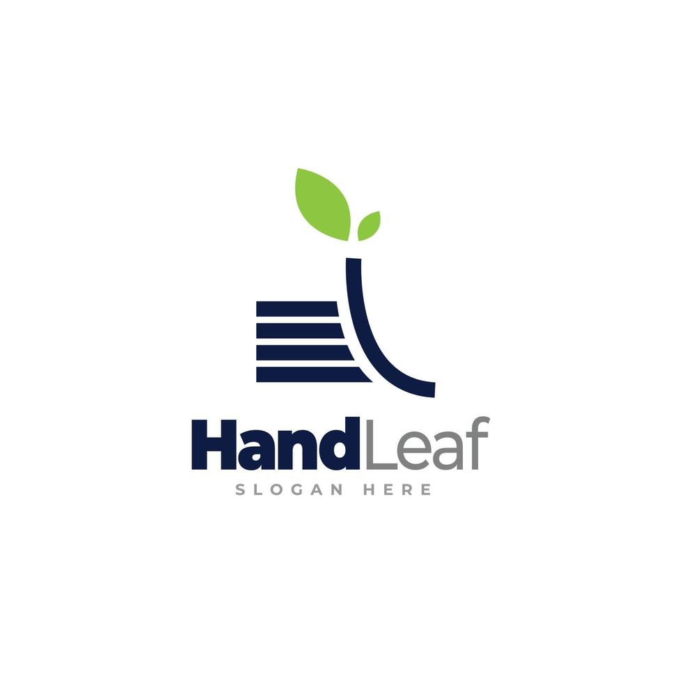 diseño de plantilla de logotipo de hoja de mano vector