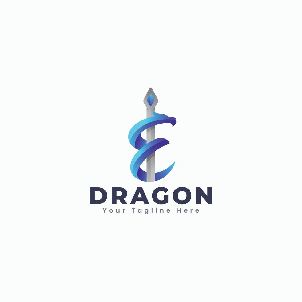 diseño de plantilla de logotipo de espada de dragón vector