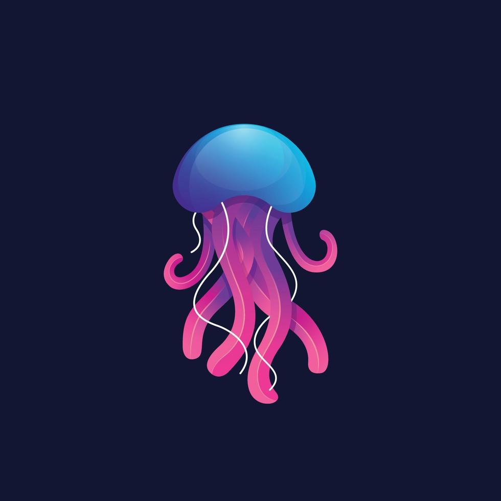 hermosa ilustración de diseño de medusas coloridas vector