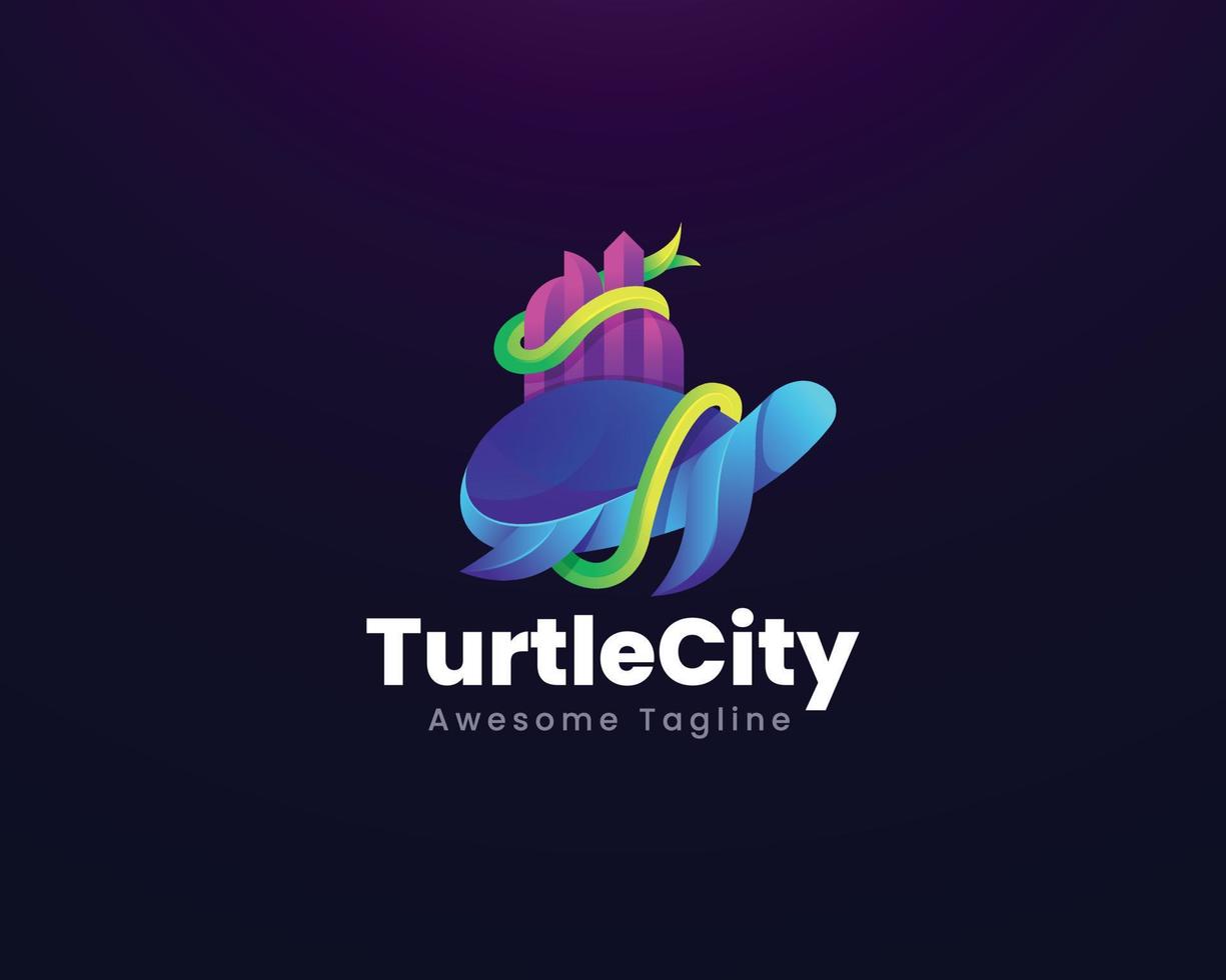 plantilla de logotipo de ciudad futura de tortuga vector