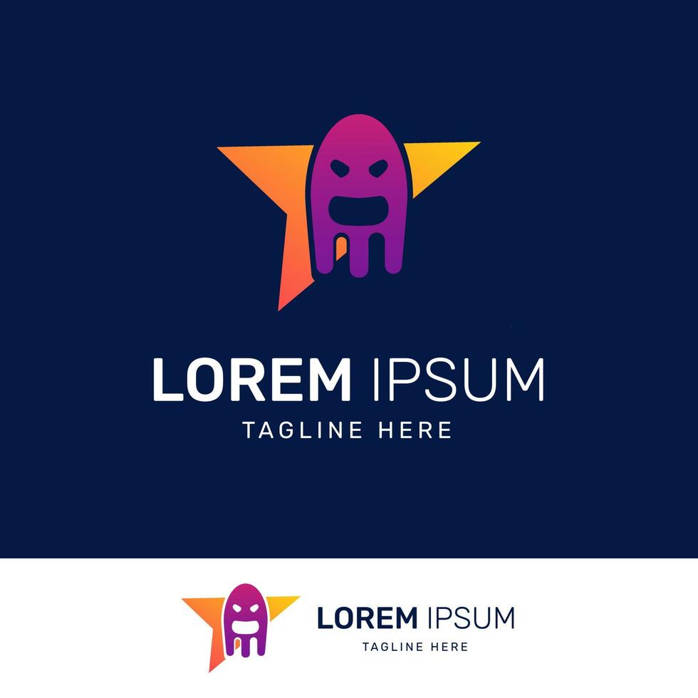Ghost logo and travel icon in elegant gradient color vector