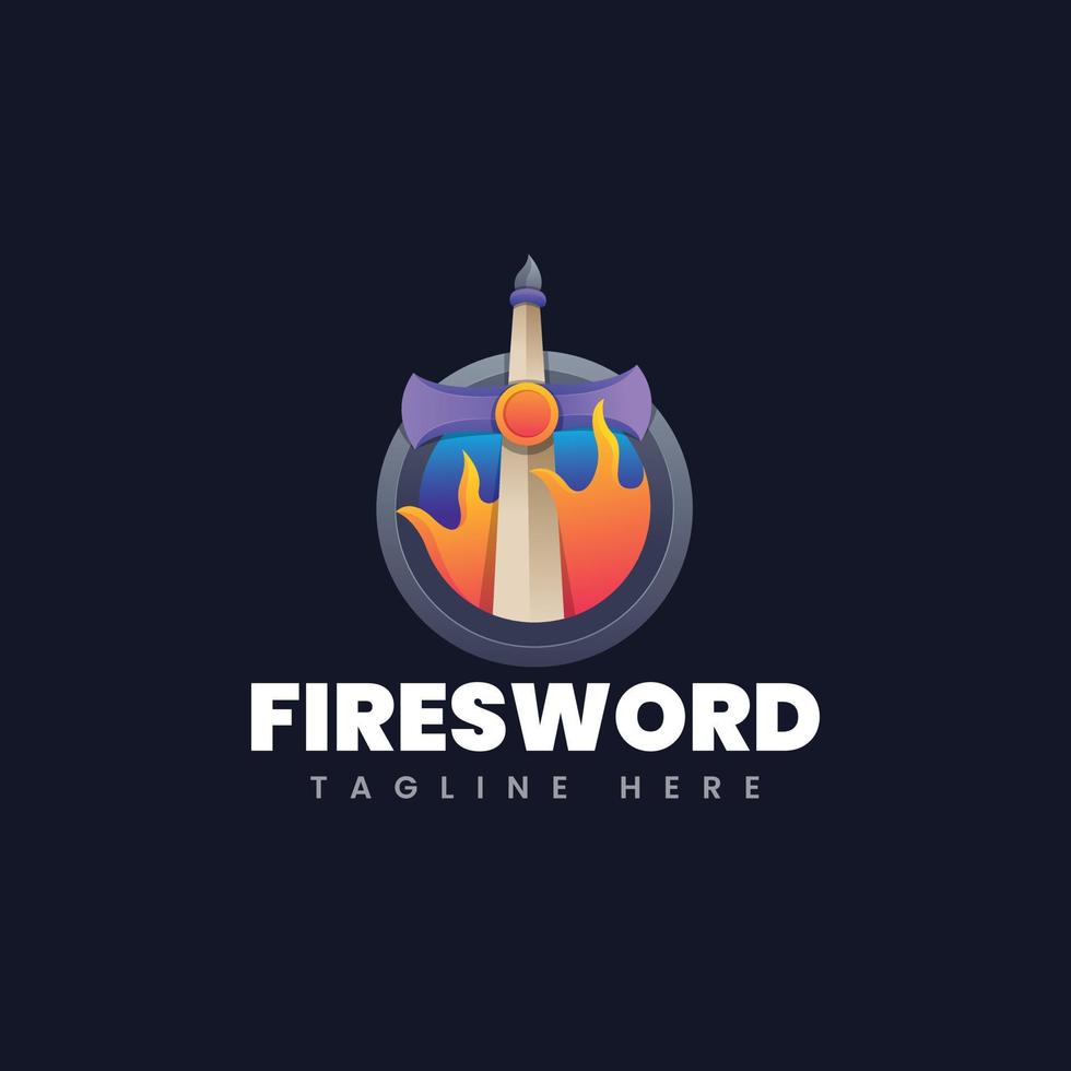 plantilla de logotipo de espada de fuego vector