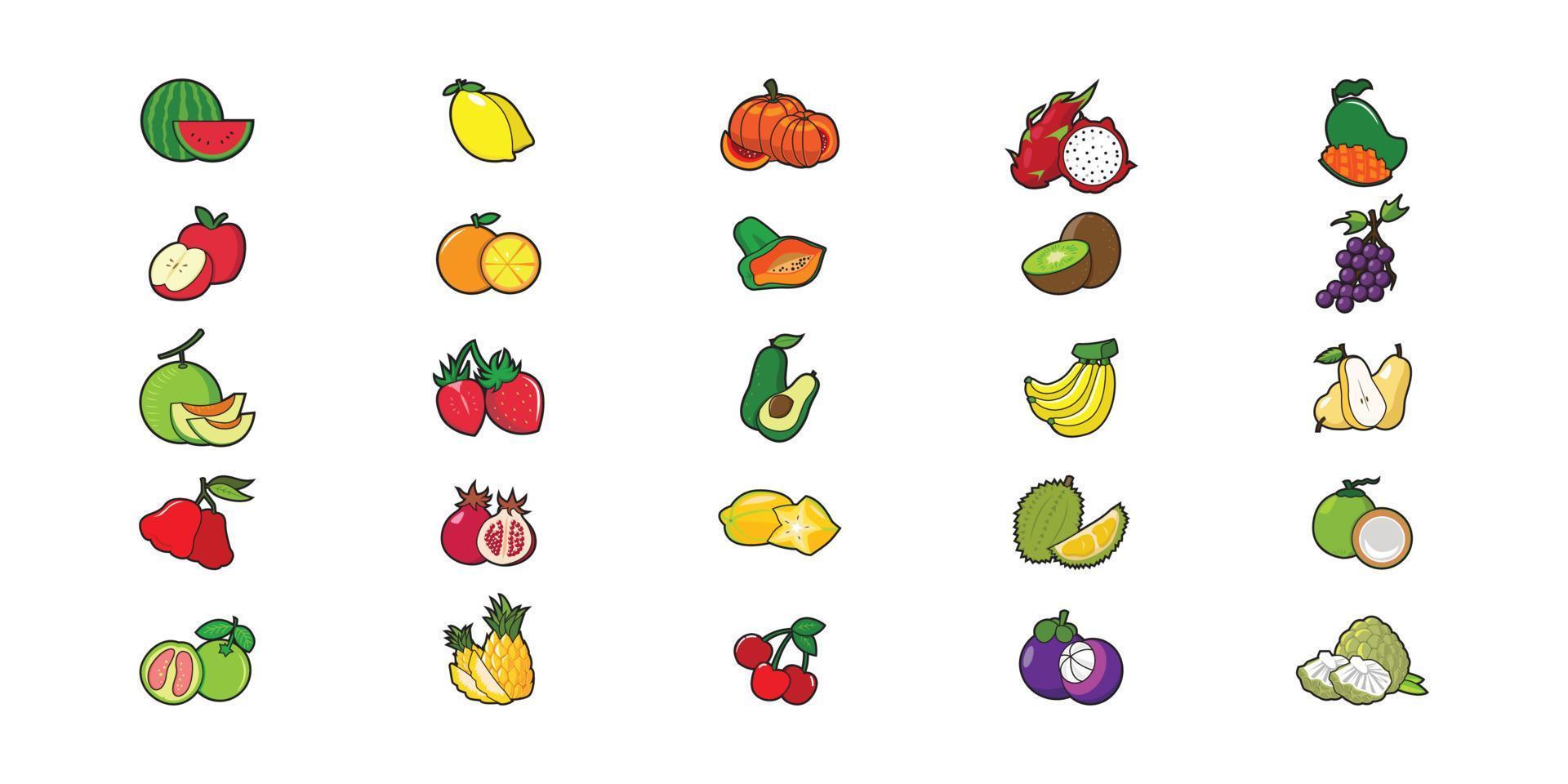 diseño de ilustración de vector de frutas de estilo plano