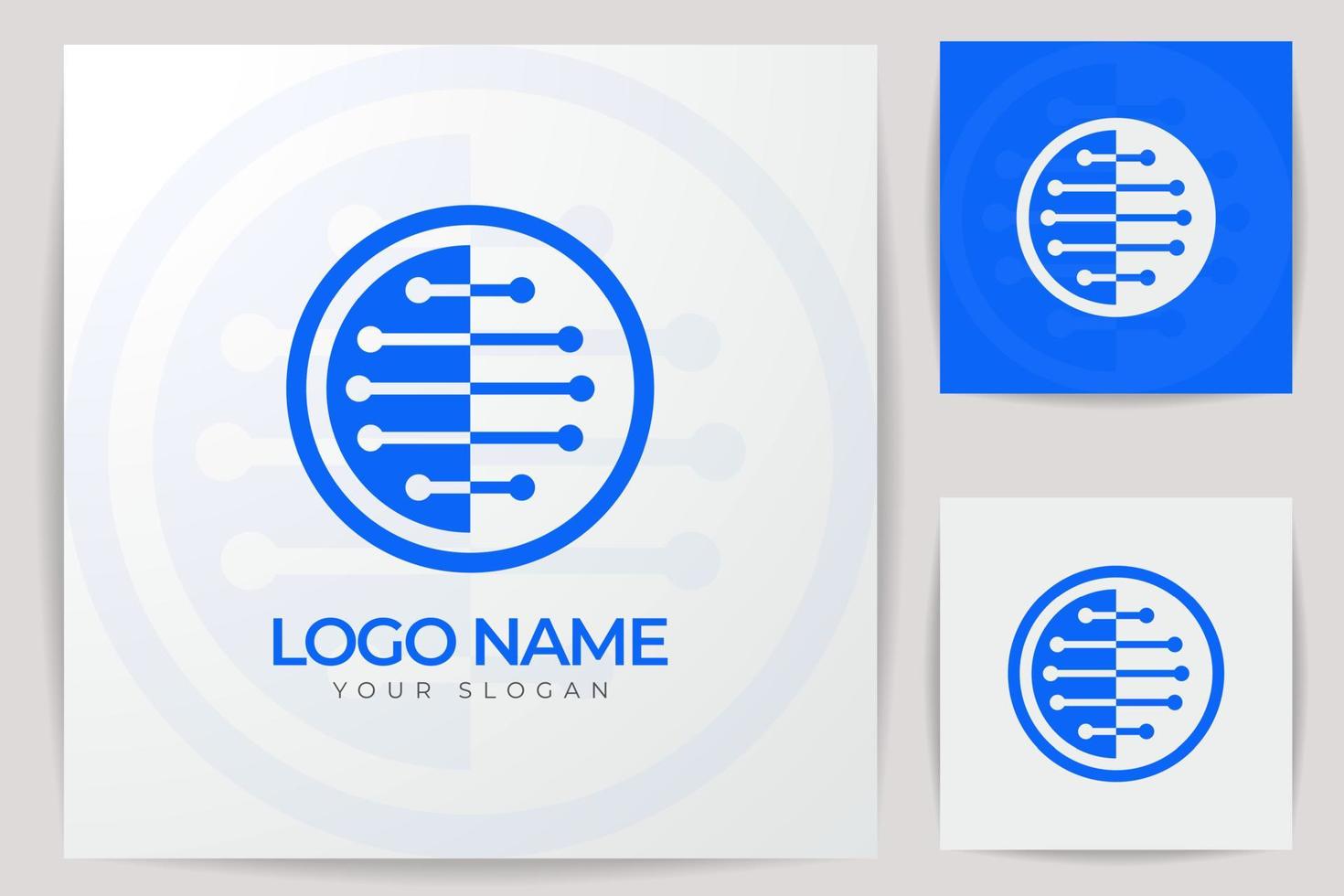 diseño de logotipo de tecnología mínima creativa con dos conceptos y vector premium