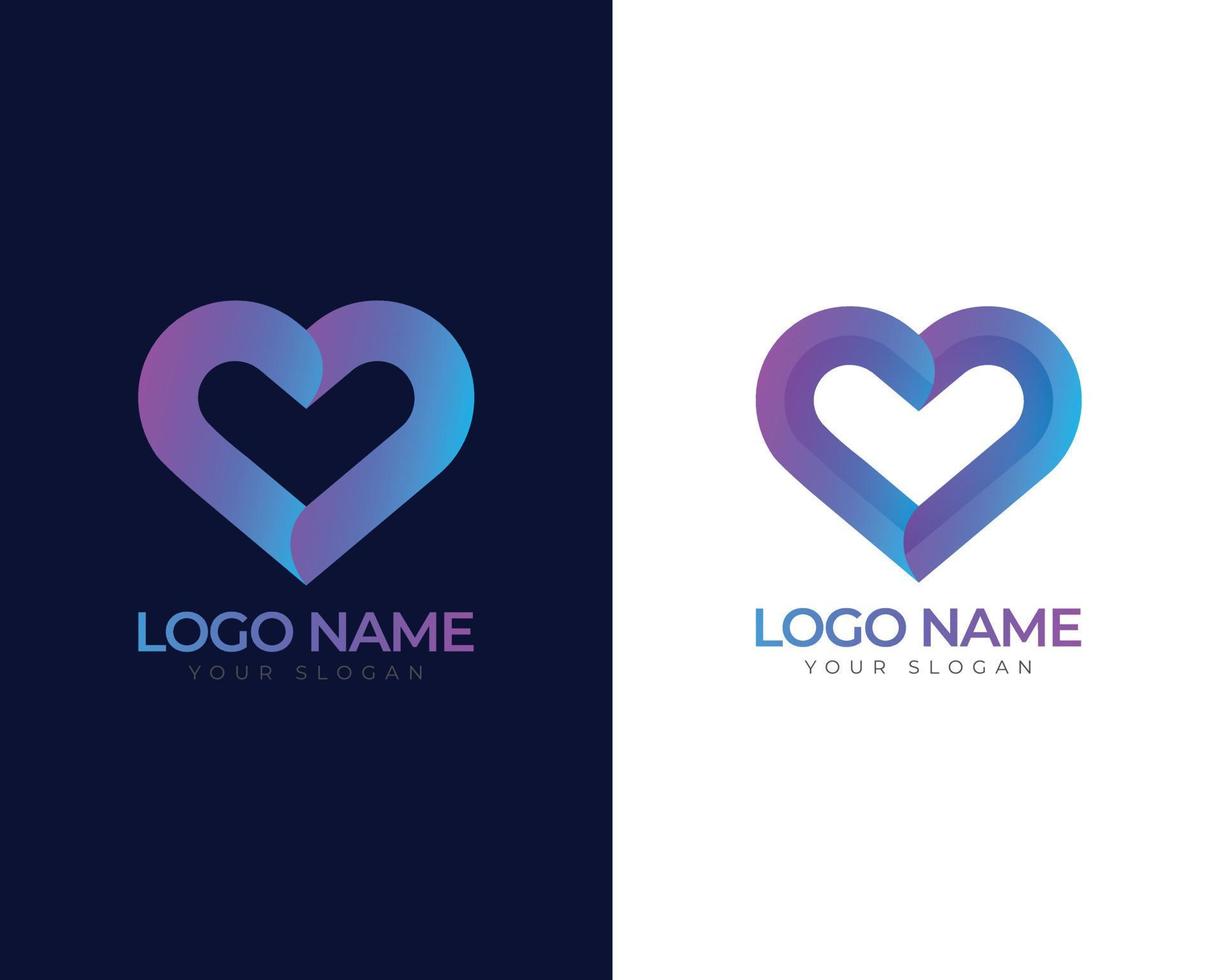 logotipo de relación de amor de dos conceptos creativo moderno con color degradado y vector premium