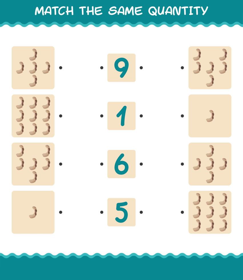 Match the same quantity of tamarind. Counting game. Educational game for pre shool years kids and toddlers vector