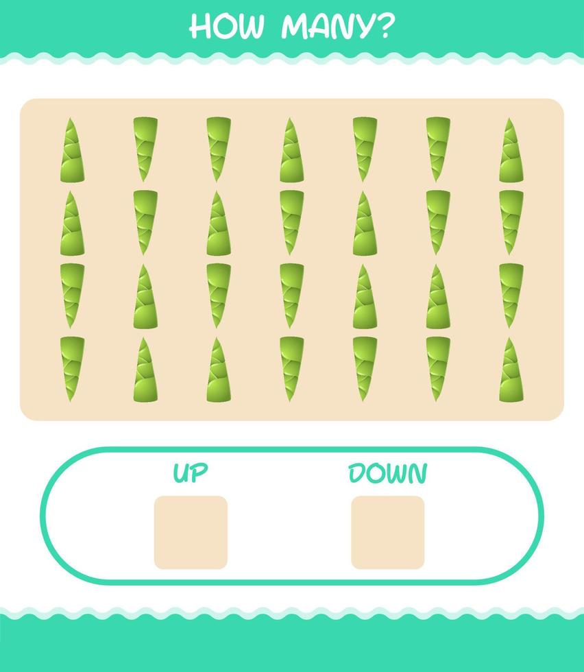 How many cartoon bamboo shoot. Counting game. Educational game for pre shool years kids and toddlers vector