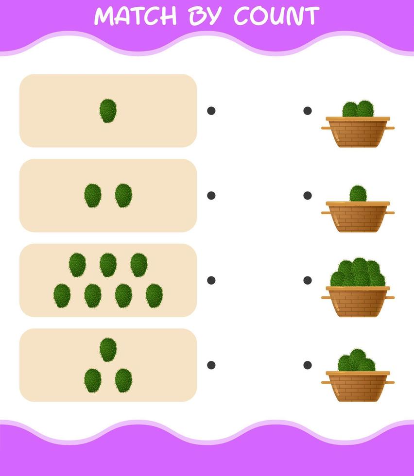 Match by count of cartoon soursop. Match and count game. Educational game for pre shool years kids and toddlers vector