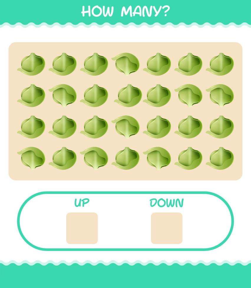 How many cartoon iceberg lettuce. Counting game. Educational game for pre shool years kids and toddlers vector