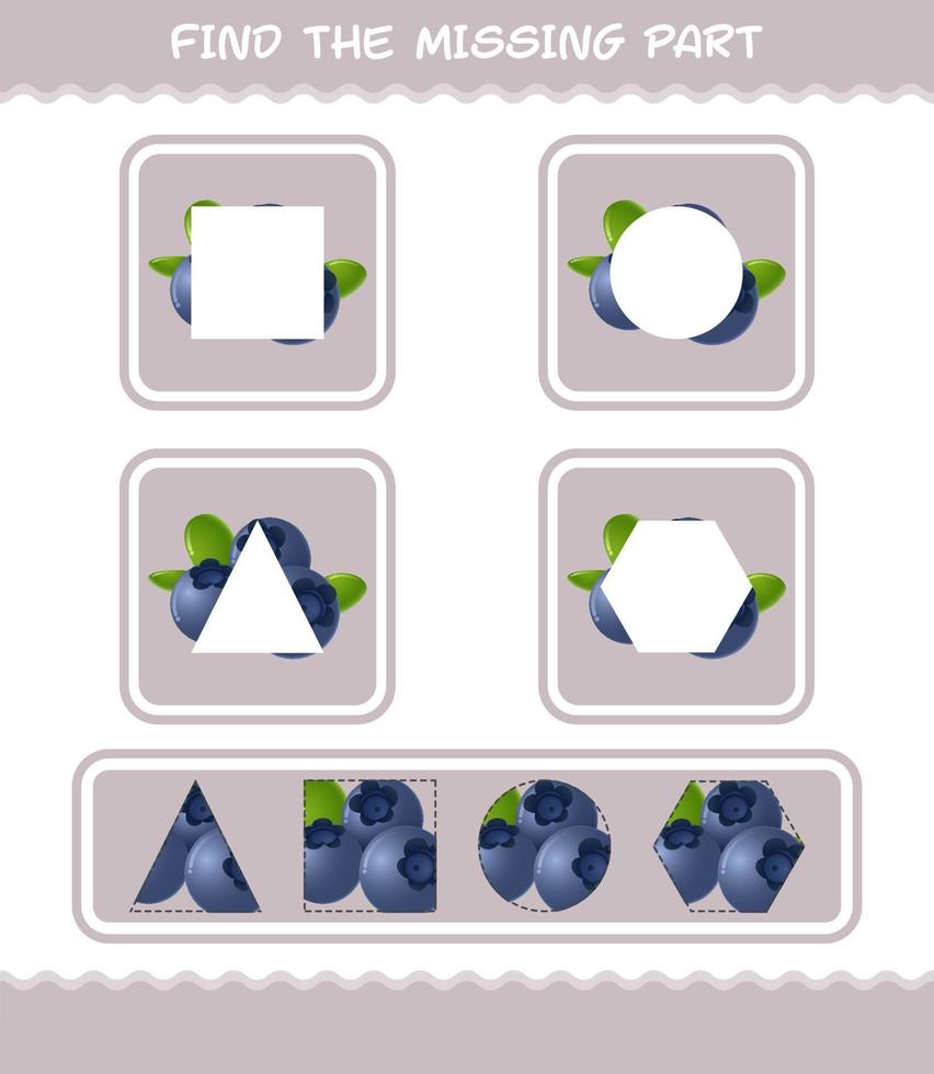 Find the missing parts of cartoon blueberry. Searching game. Educational game for pre shool years kids and toddlers vector