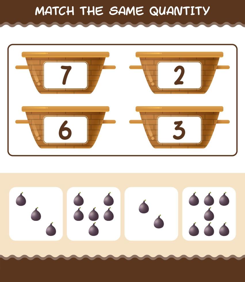Match the same quantity of fig. Counting game. Educational game for pre shool years kids and toddlers vector