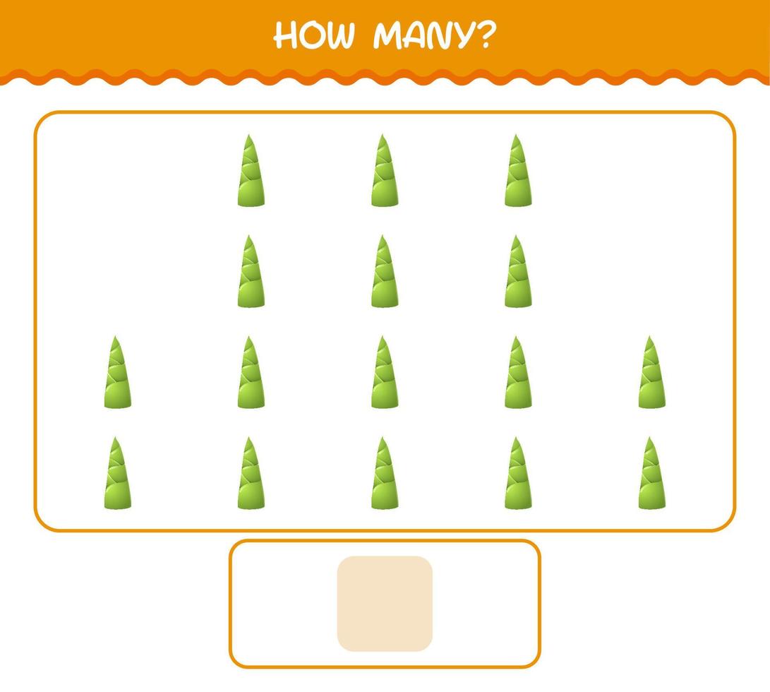 How many cartoon bamboo shoot. Counting game. Educational game for pre shool years kids and toddlers vector