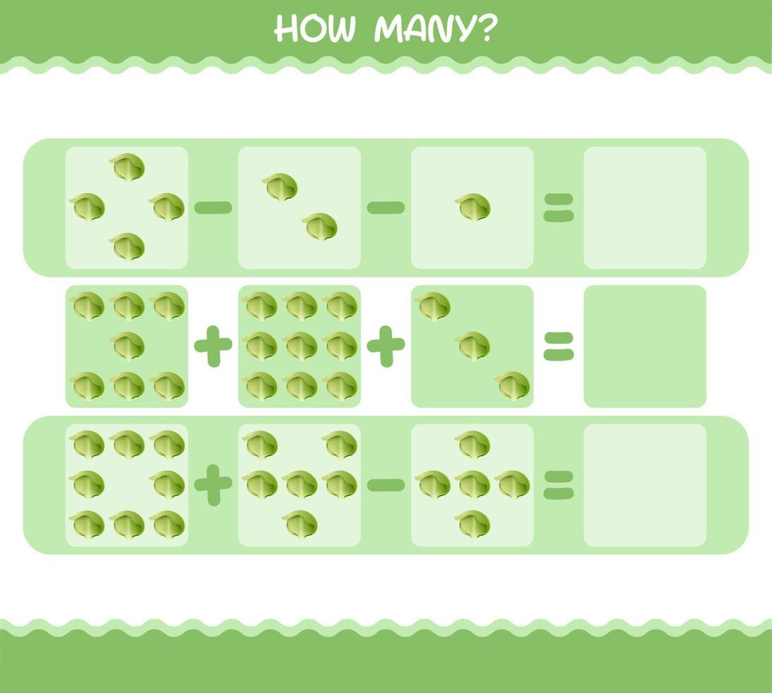 How many cartoon iceberg lettuce. Counting game. Educational game for pre shool years kids and toddlers vector