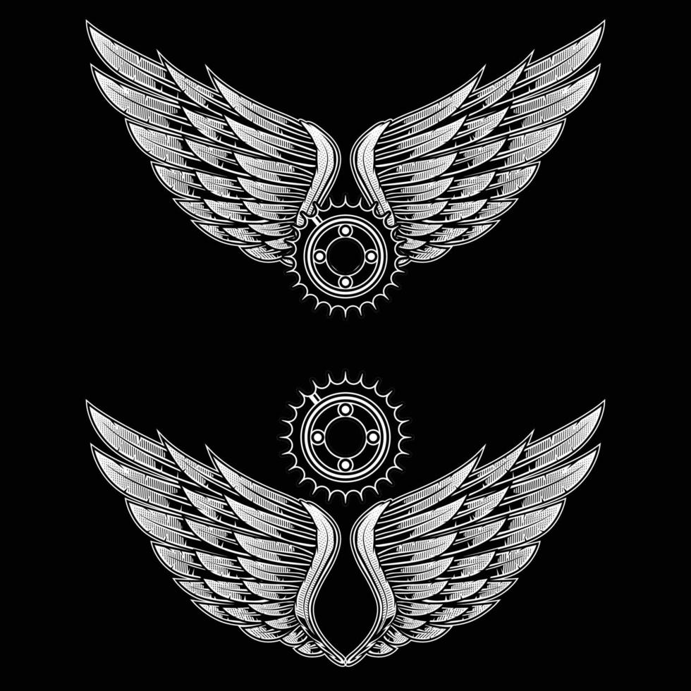 Wing illustration and Gear vector