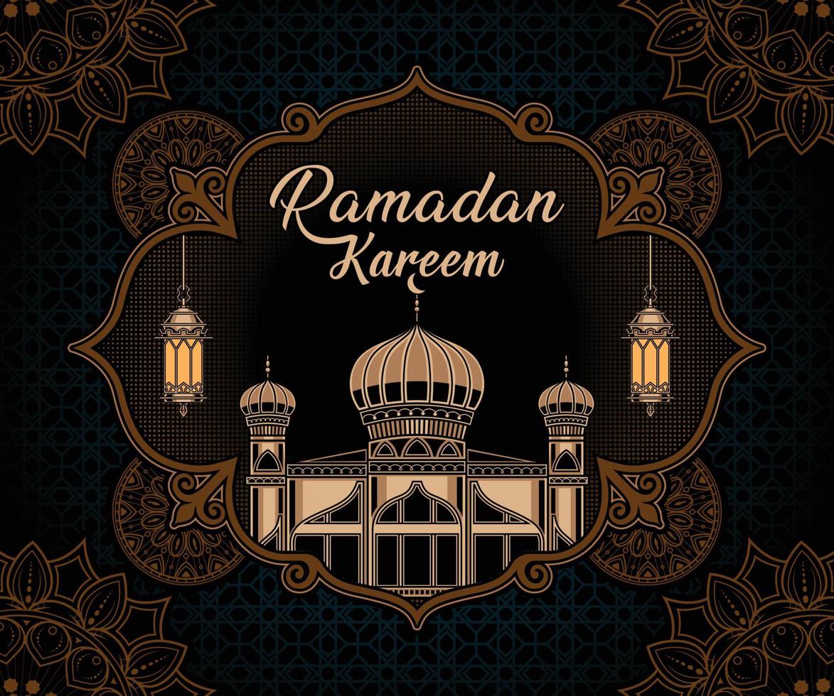 Ramadan kareem vintage style vector