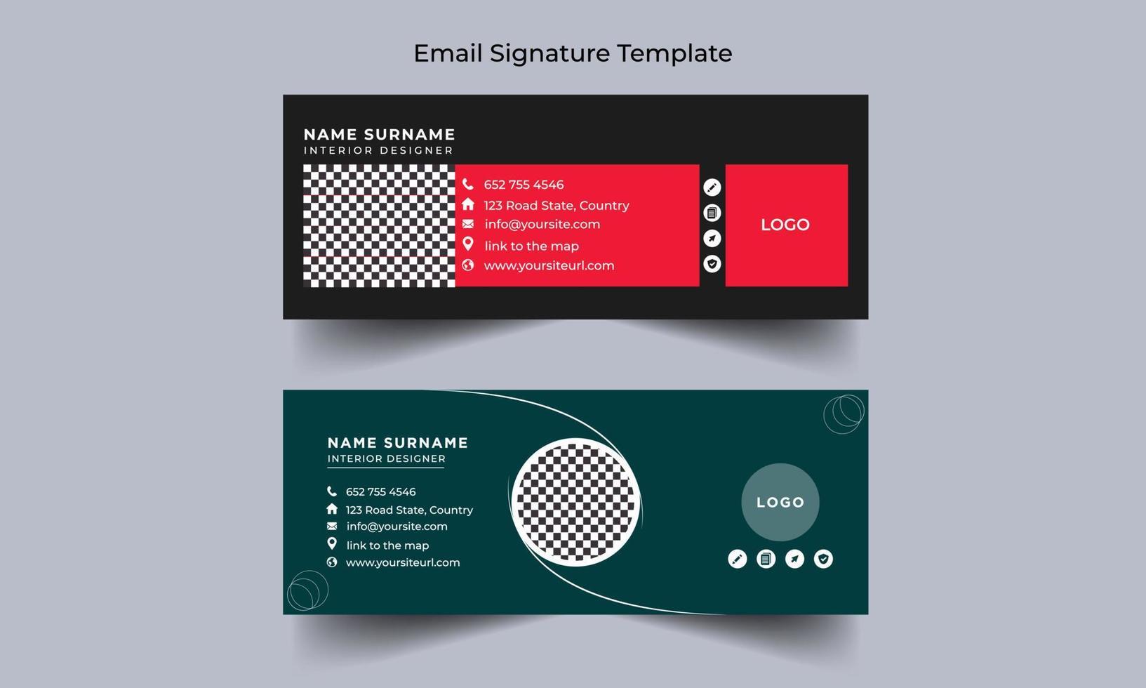 Email signature template. vector