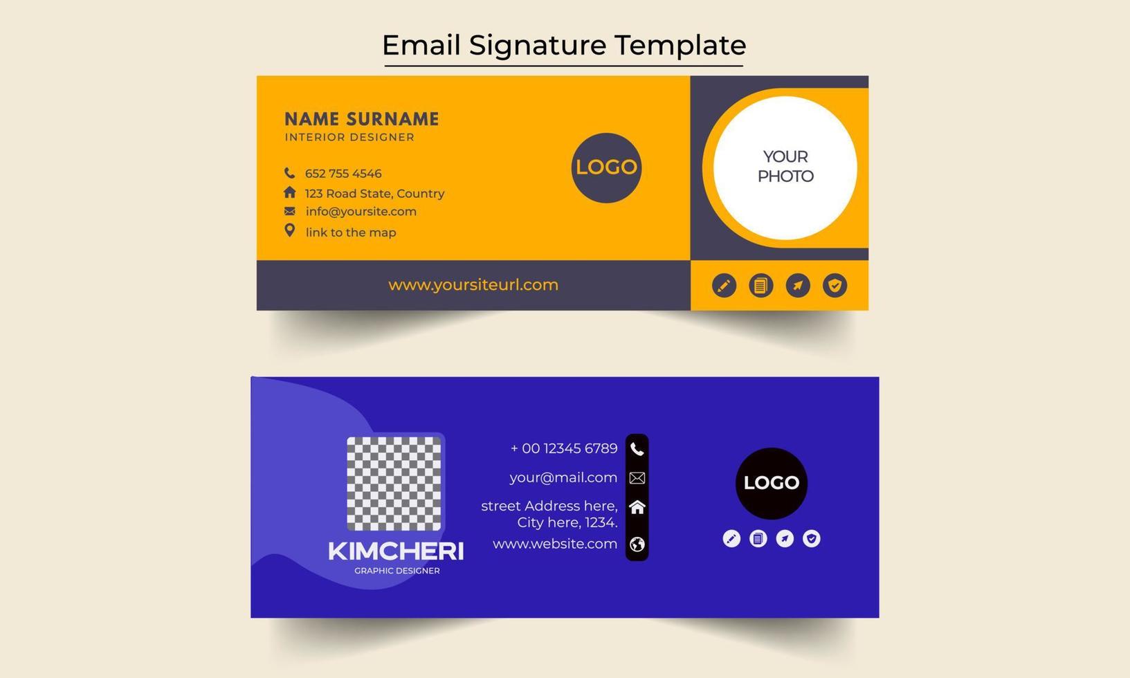 Email signature template. vector