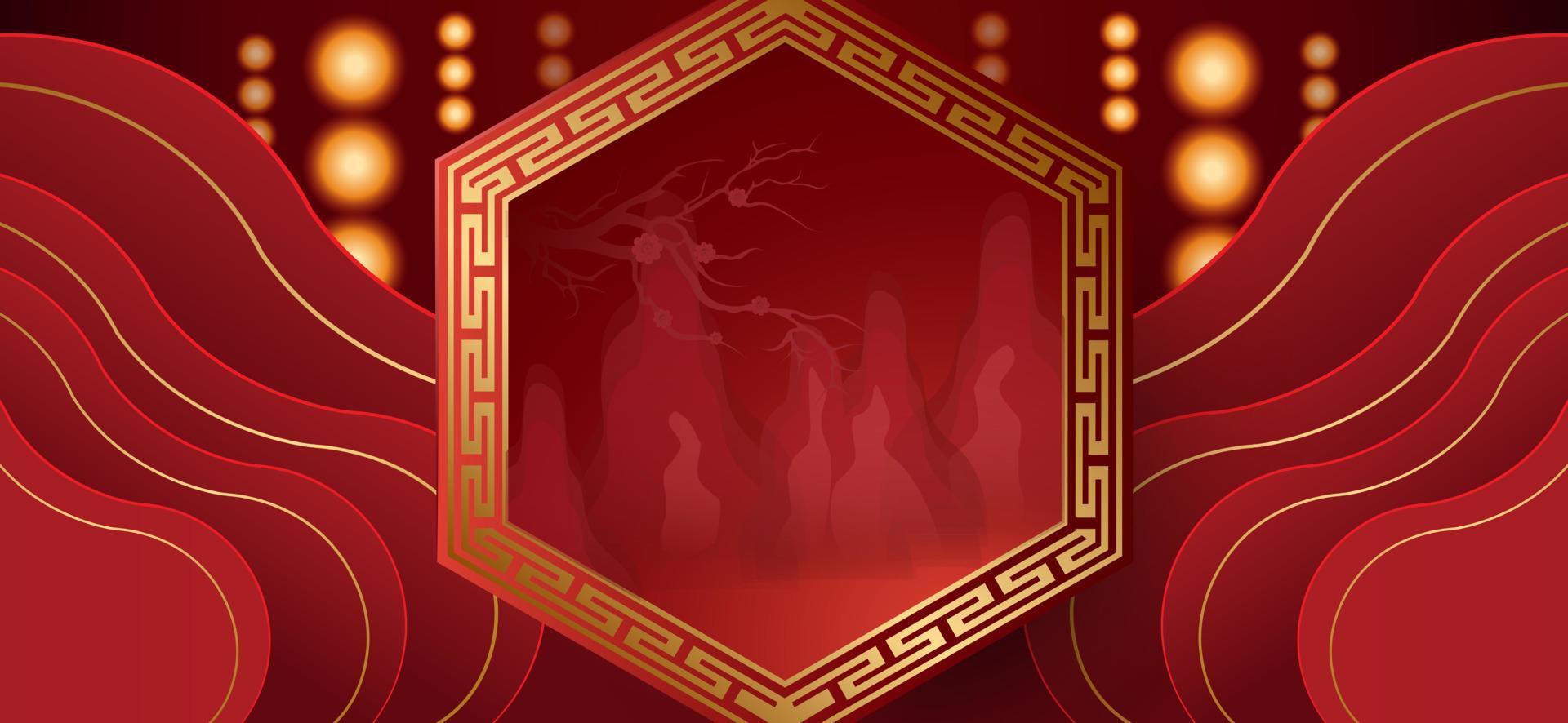 Podium and background for Chinese new year,Chinese Festivals, Mid Autumn Festival , flower and asian elements on background. vector