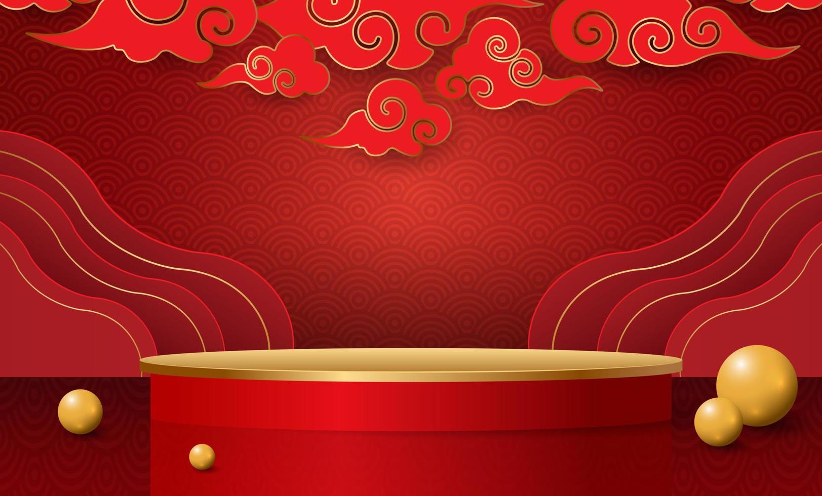 Podium and background for Chinese new year,Chinese Festivals, Mid Autumn Festival , flower and asian elements on background. vector