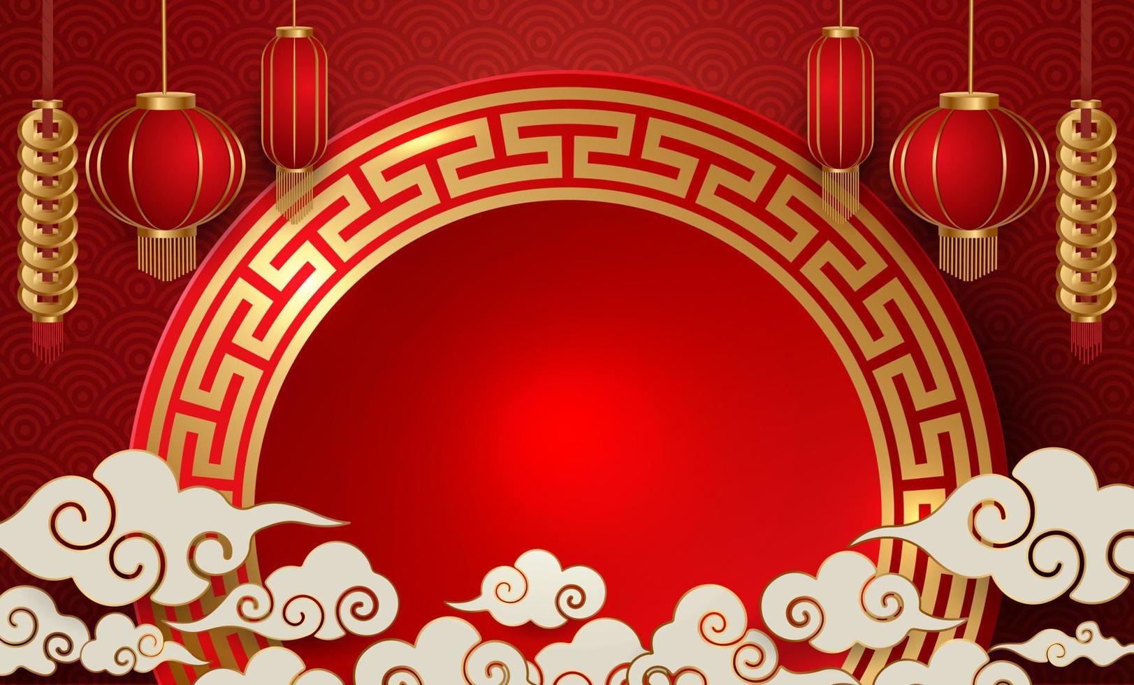 Podium and background for Chinese new year,Chinese Festivals, Mid Autumn Festival , flower and asian elements on background. vector