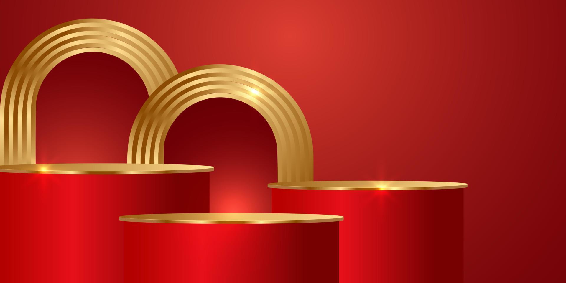 Podium and background for Chinese new year,Chinese Festivals, Mid Autumn Festival , flower and asian elements on background. vector