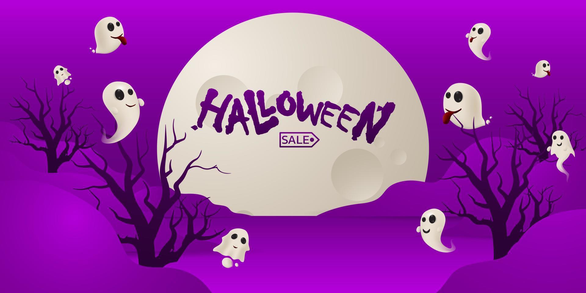 fondo de halloween para una fiesta y venta en la noche de halloween. banner de feliz halloween. vector