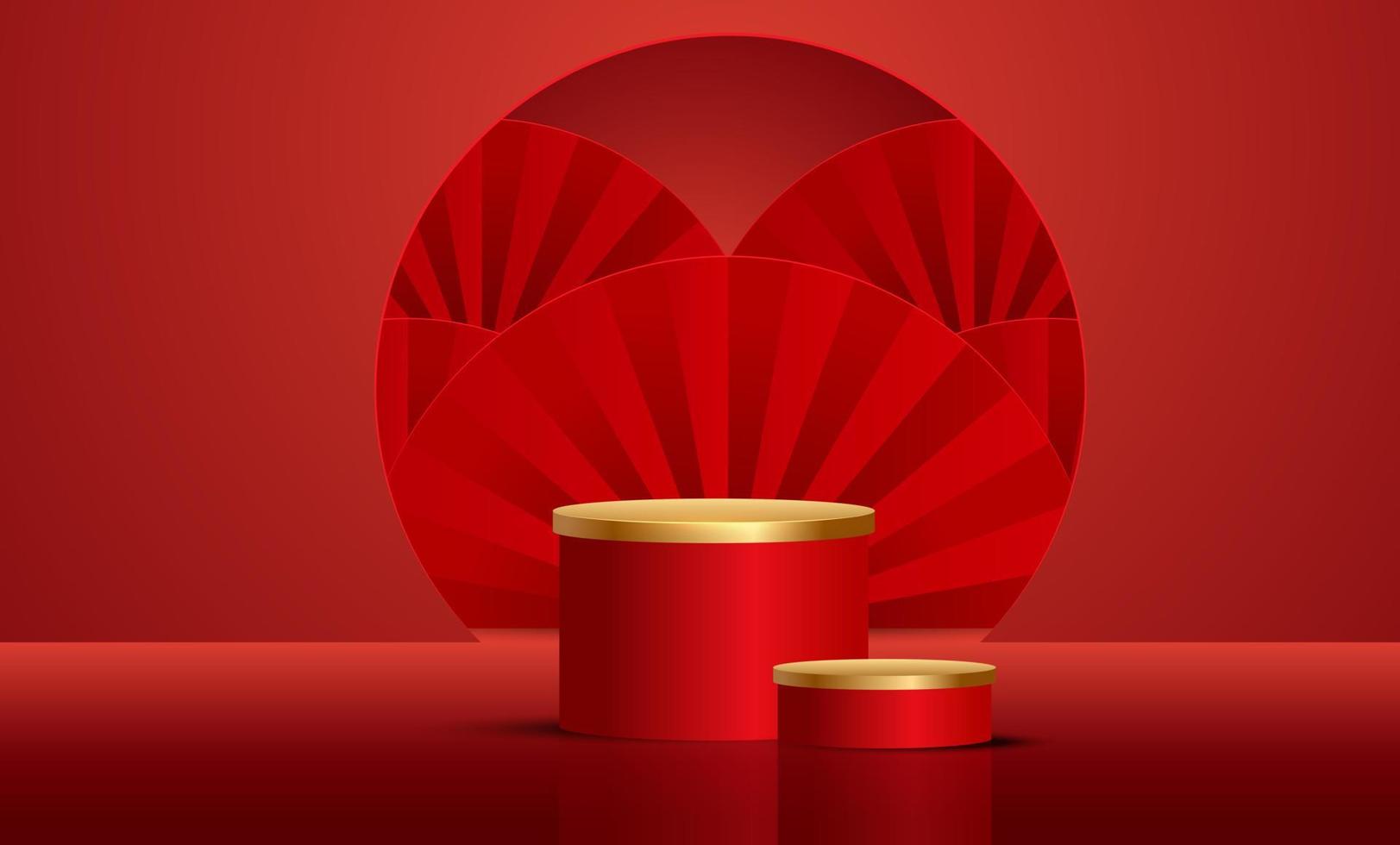 Podium and background for Chinese new year,Chinese Festivals, Mid Autumn Festival , flower and asian elements on background. vector