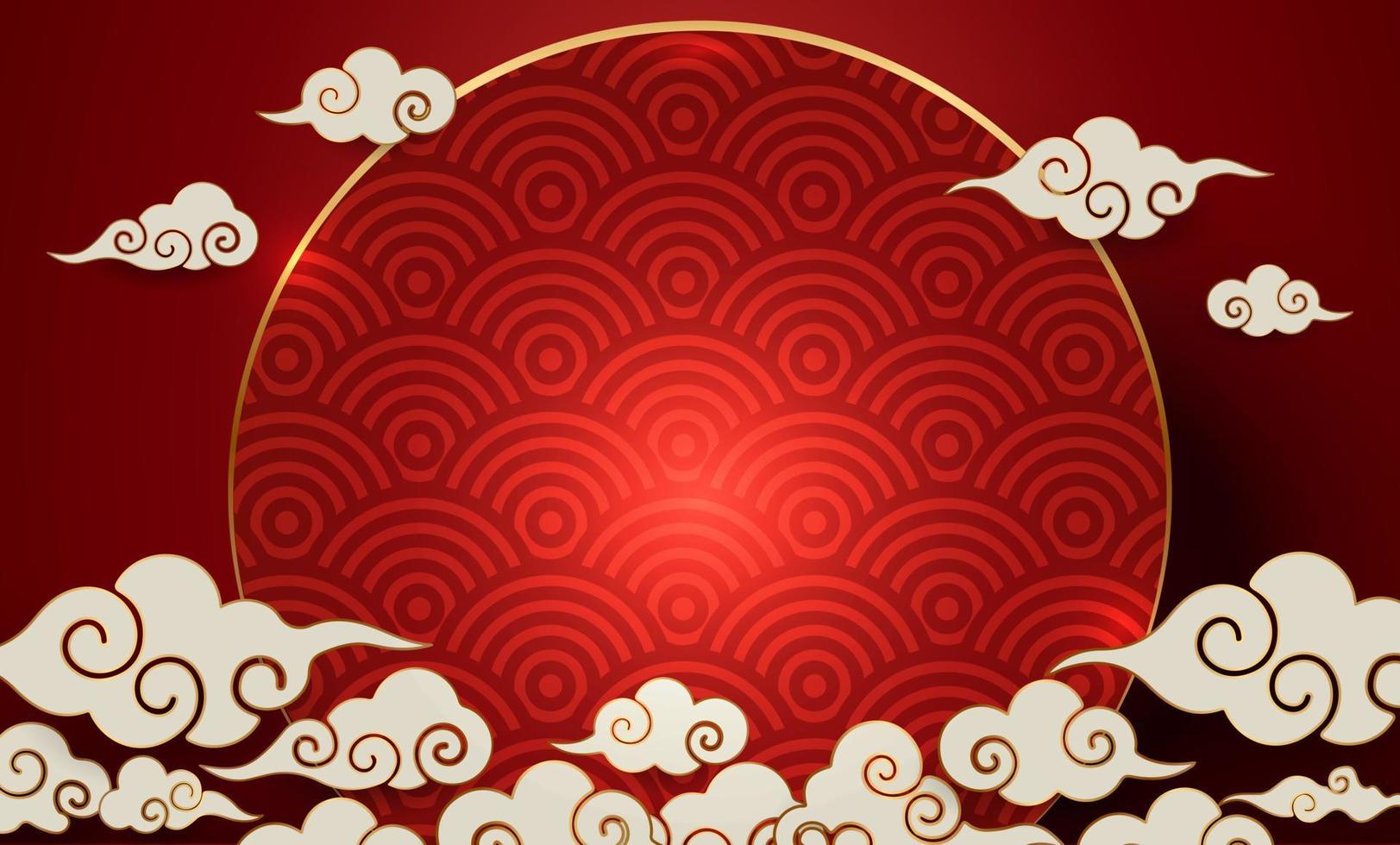 Podium and background for Chinese new year,Chinese Festivals, Mid Autumn Festival , flower and asian elements on background. vector
