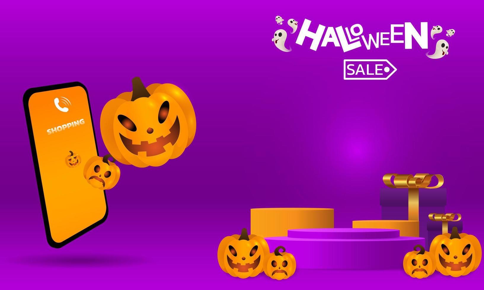 fondo de halloween para una fiesta y venta en la noche de halloween. banner de feliz halloween. vector