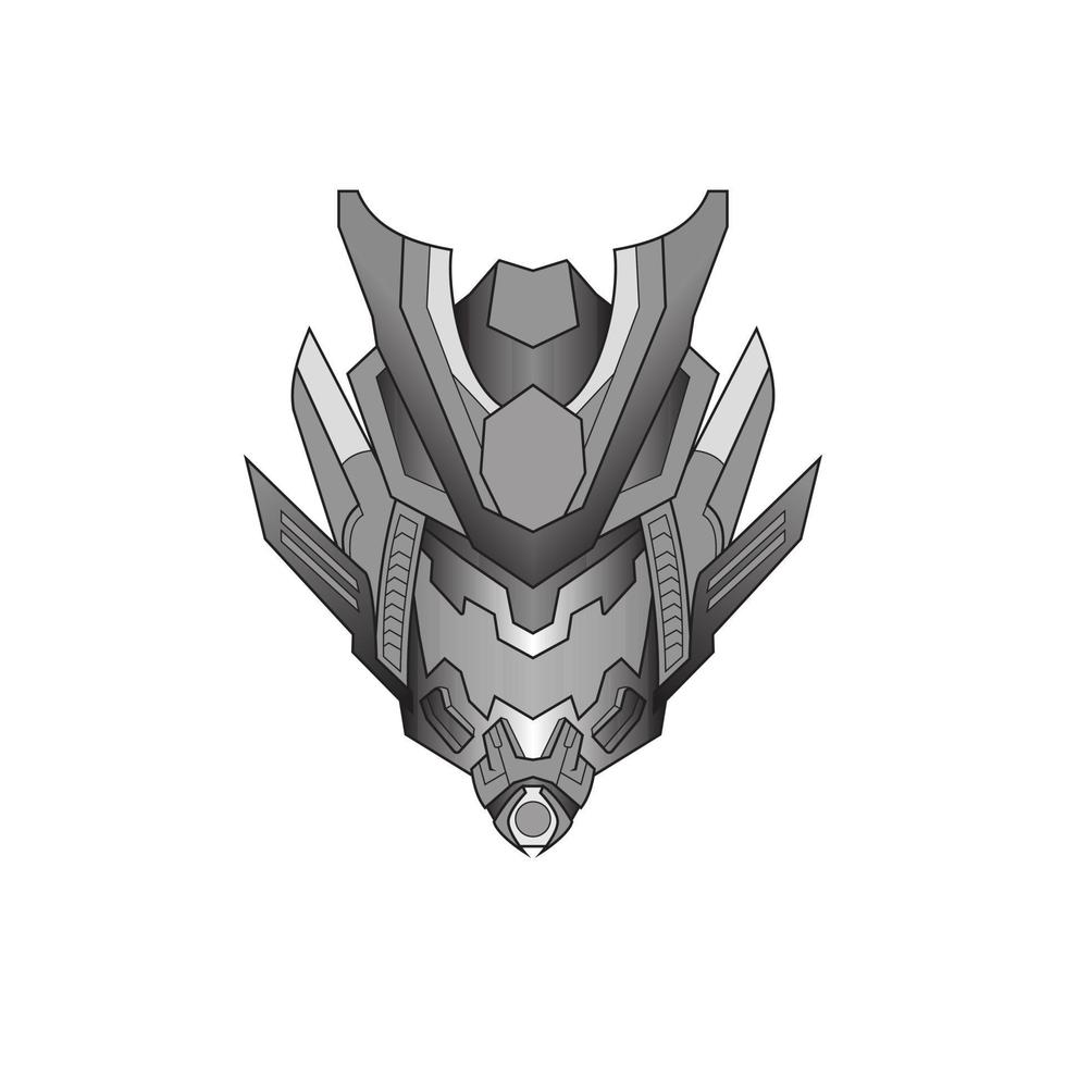 Black and white outline Robot head tattoos vector