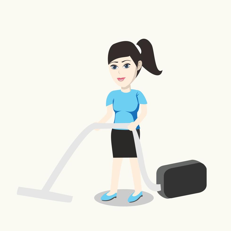 character and Woman housewife does various housework Vector set illustration