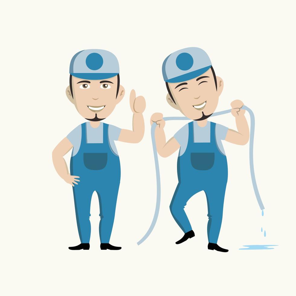 Man Cleaning Pressure Washer Character illustration vector cleaning isolated