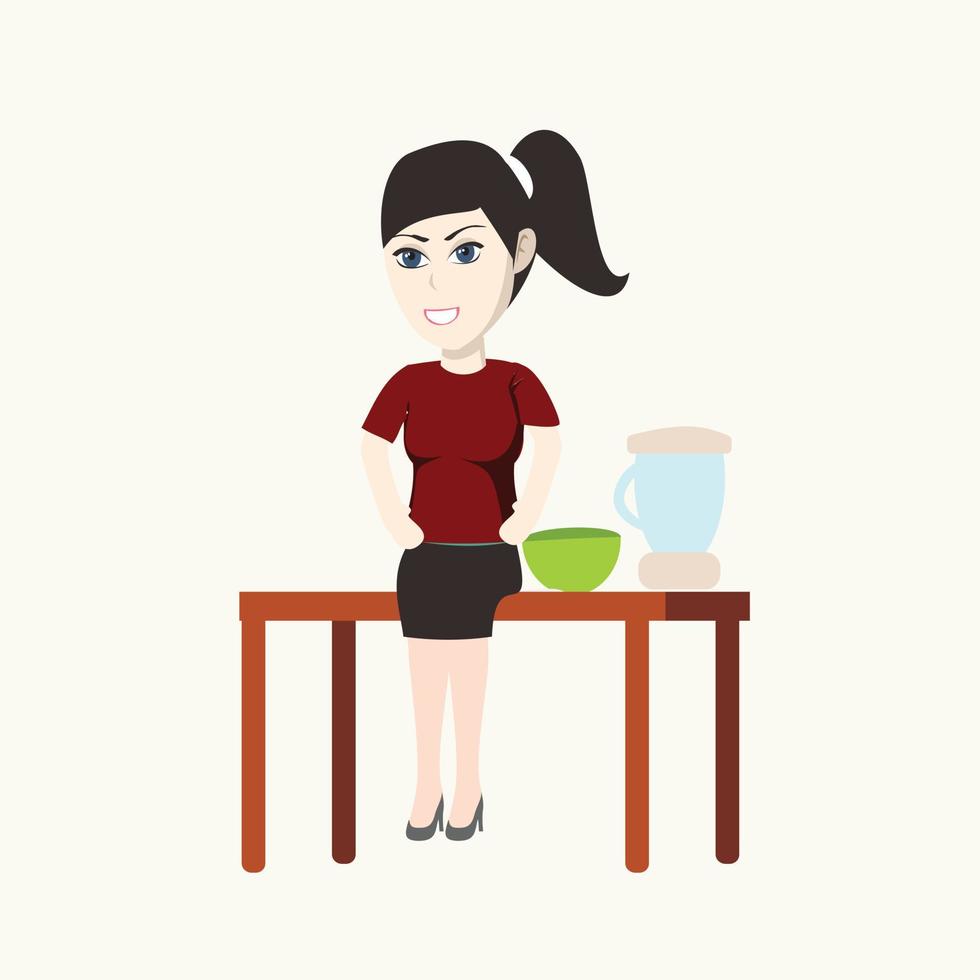 character and Woman housewife does various housework Vector set illustration