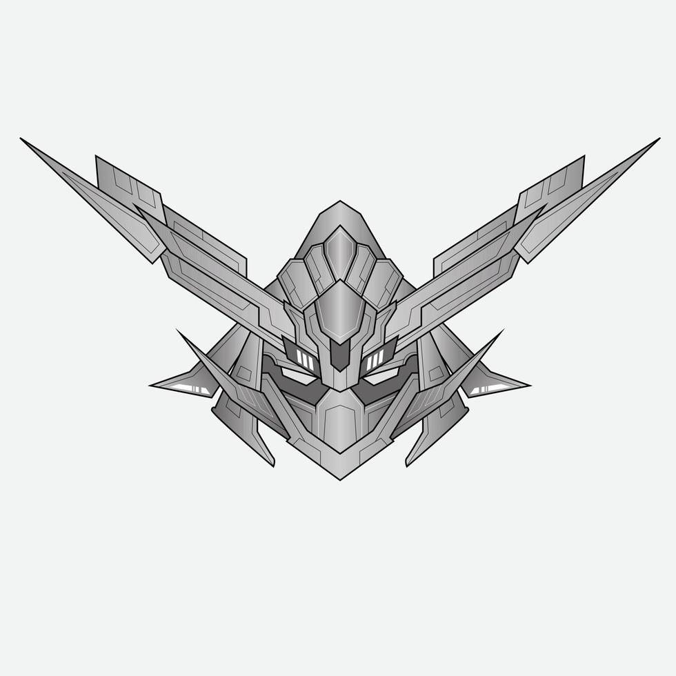 Hand Drawn outline Warrior Head Robot for tattoos or design element vector
