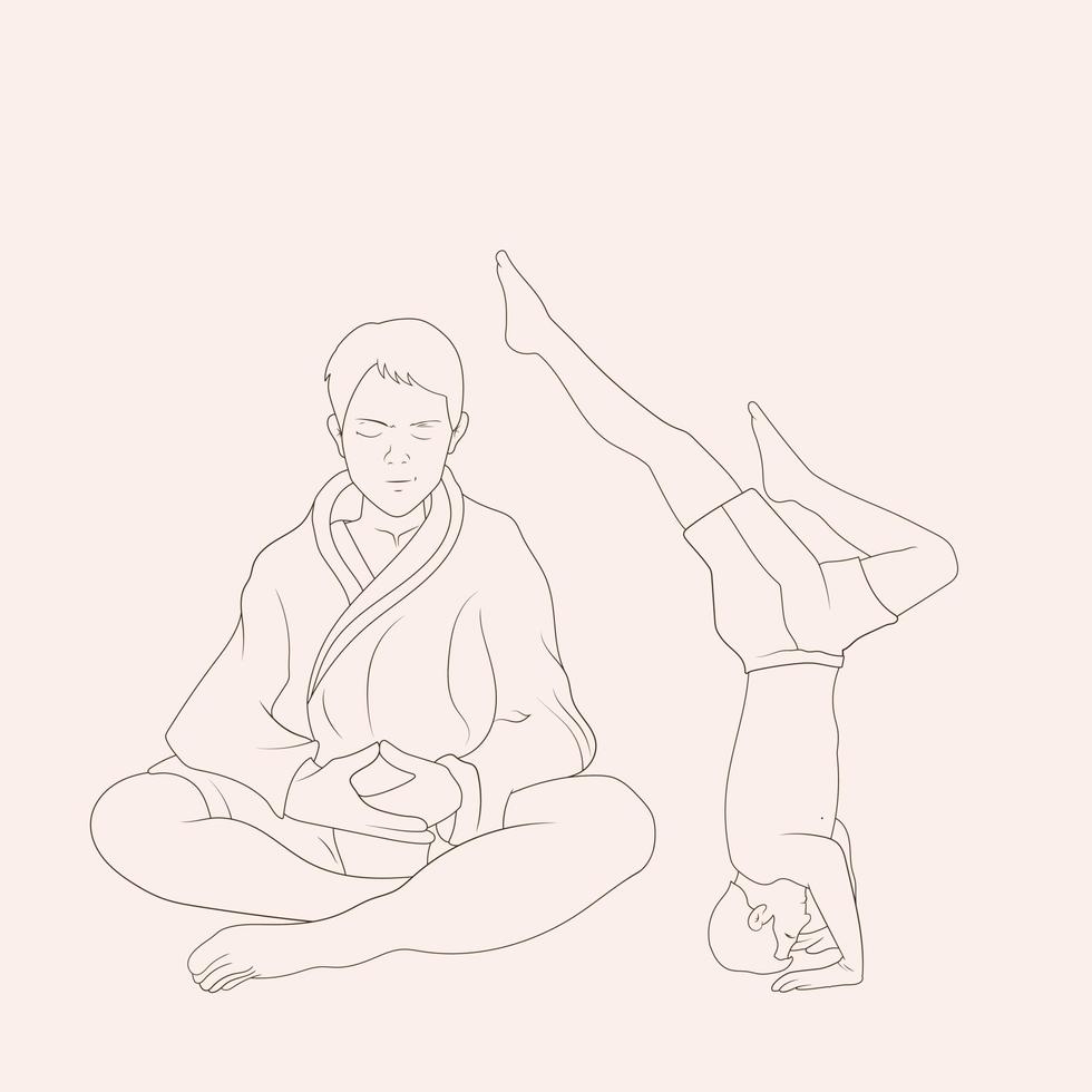 conjunto de ilustraciones esquema de yoga para la educación saludable vector