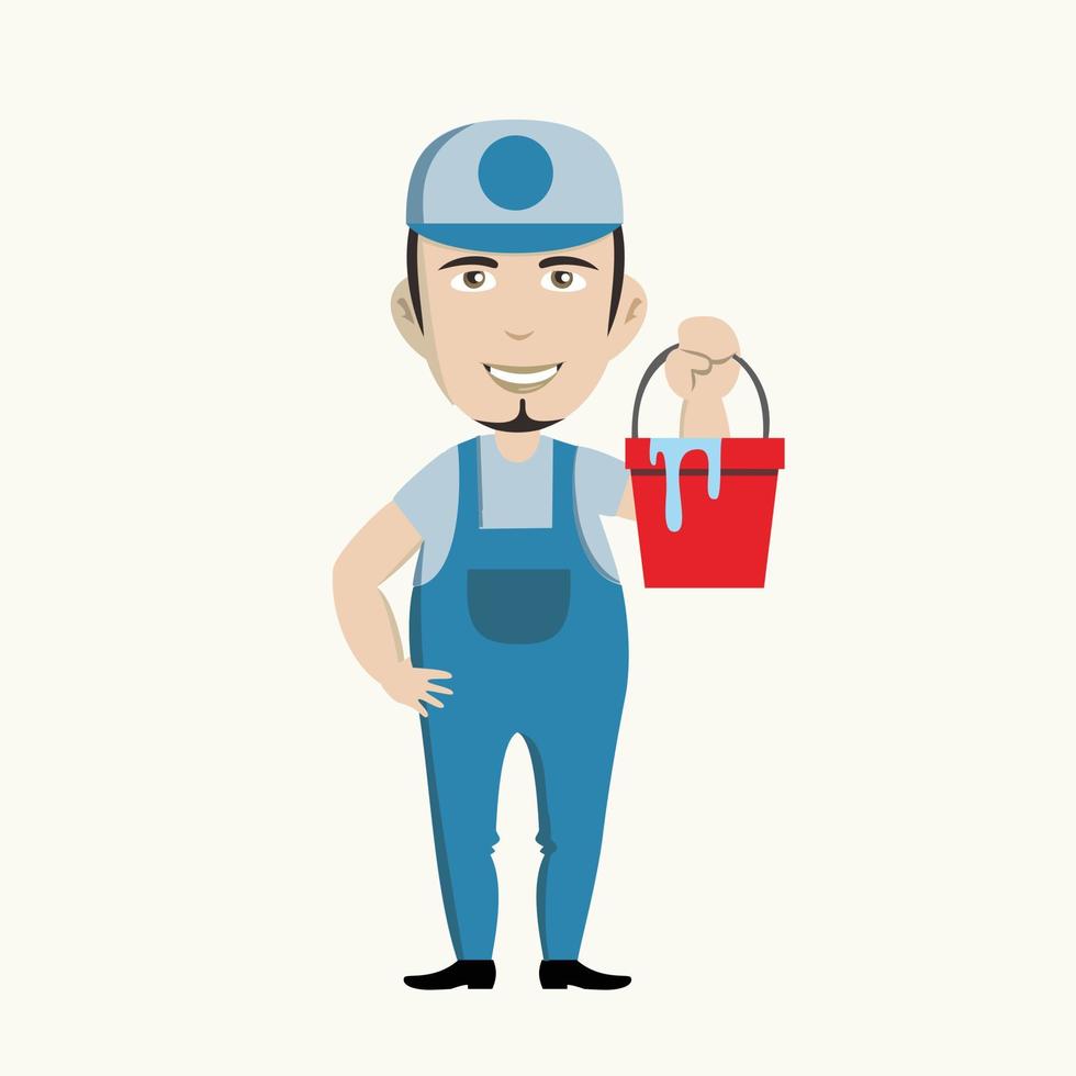 Man Cleaning Pressure Washer Character illustration vector cleaning isolated