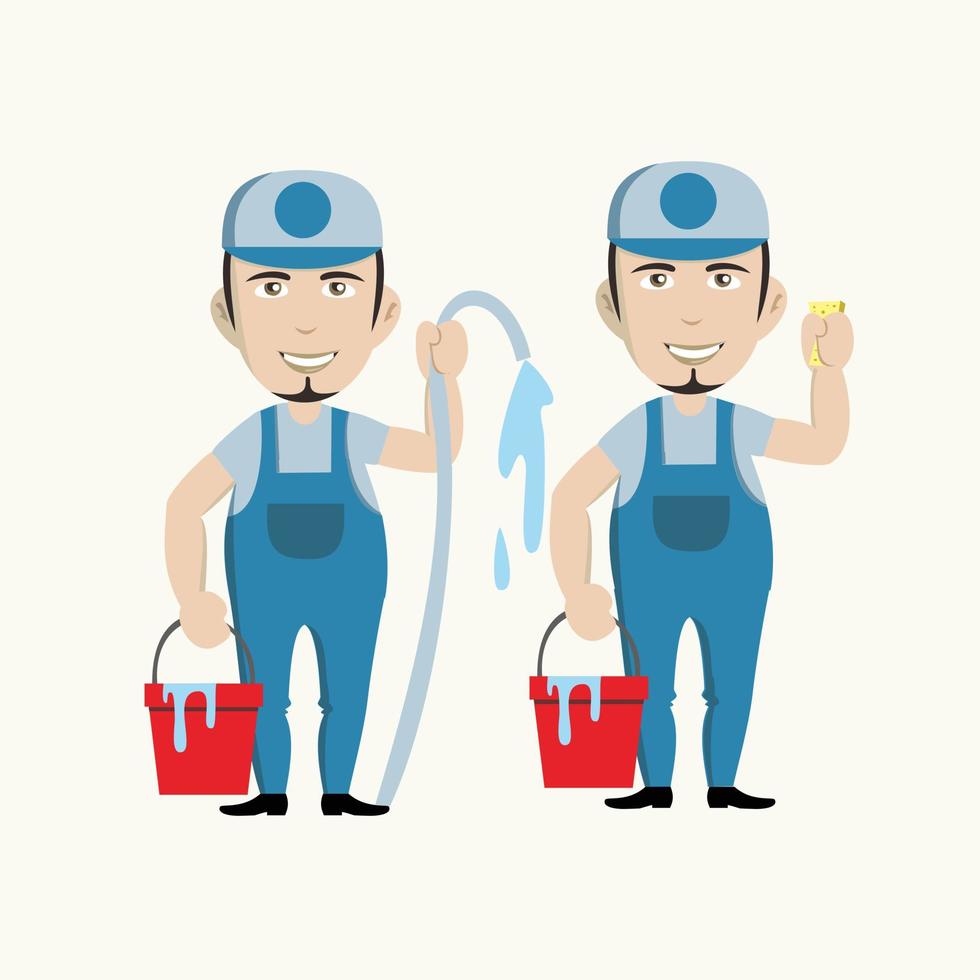 Man Cleaning Pressure Washer Character illustration vector cleaning isolated