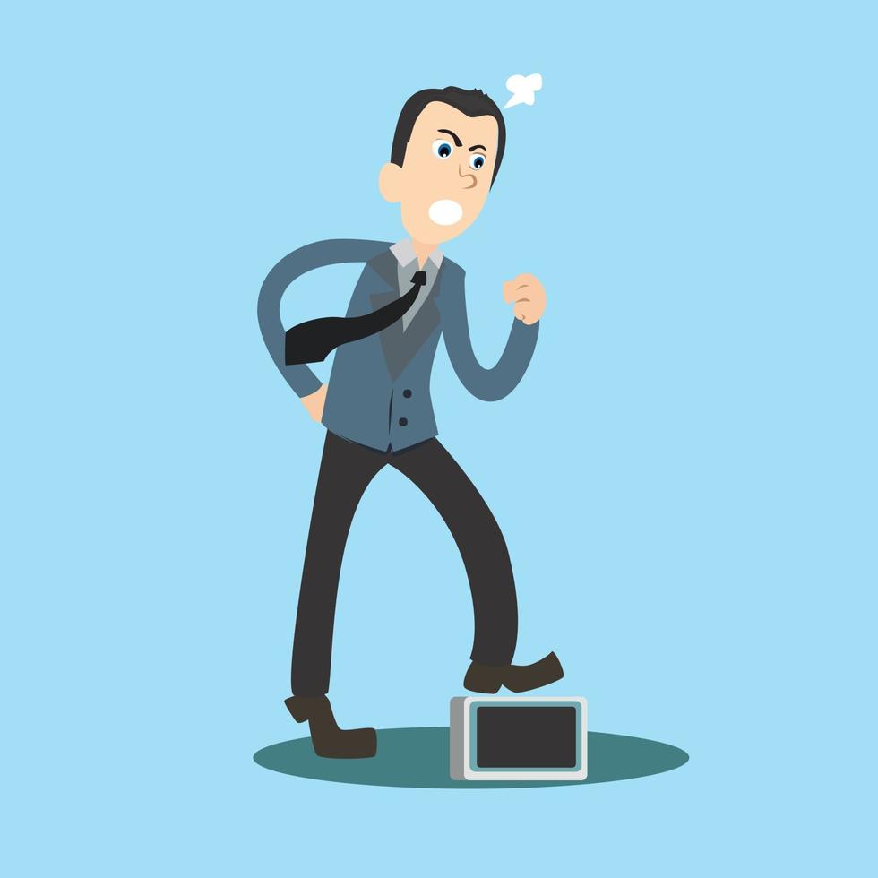 Illustration character Professional workers Businessman emotions walk to angry vector