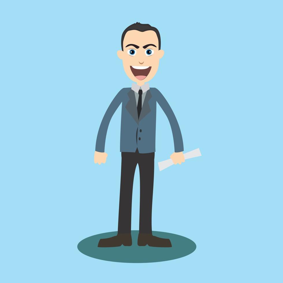 Illustration character Professional workers Businessman emotions walk to angry vector