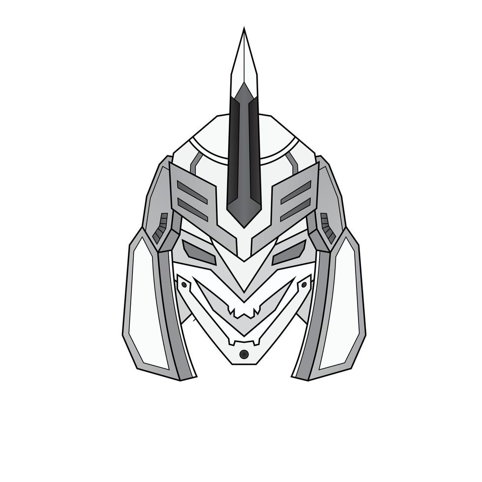 Hand Drawn outline Warrior Head Robot for tattoos or design element vector