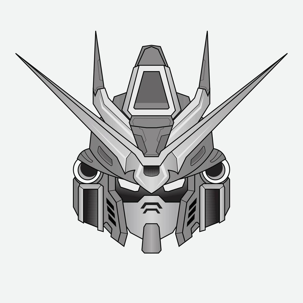 Hand Drawn outline Warrior Head Robot for tattoos or design element vector