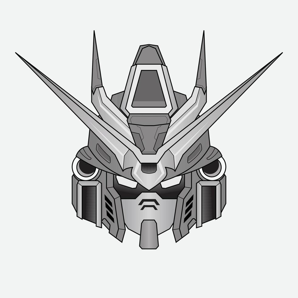 Hand Drawn outline Warrior Head Robot for tattoos or design element vector