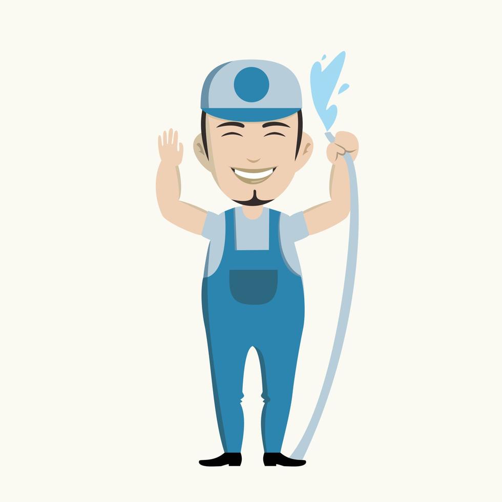 Man Cleaning Pressure Washer Character illustration vector cleaning isolated